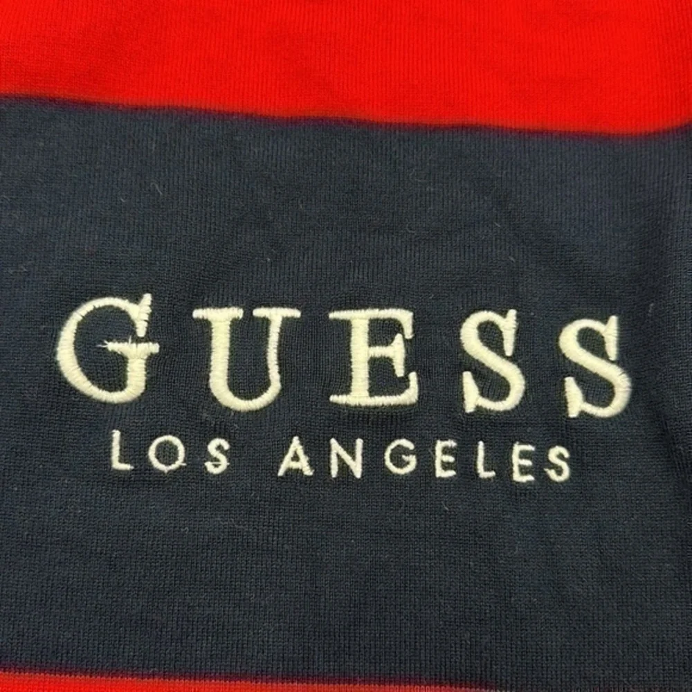 UEC Guess logo large stripe red sweater XS